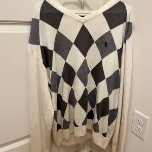 polo assn oversized argyle sweater
